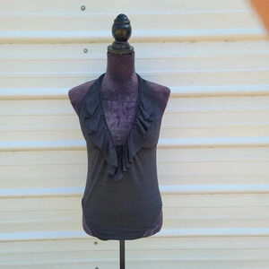 Mossimo Women's Black V-Neck Ruffle top Bathing Swim Suit One Piece Sz L